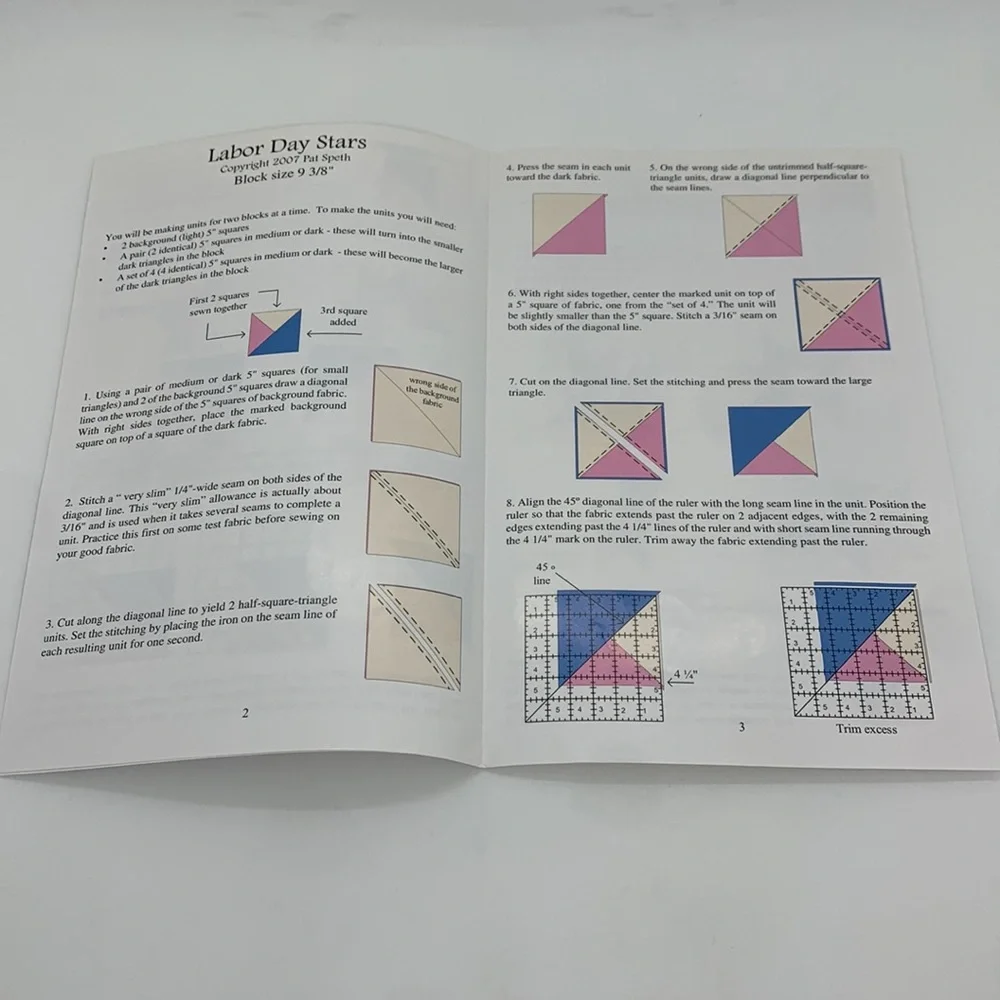 Five Inch Is a Cinch Quilt Pattern “Labor Day Stars” : 5 inch squares in 3 sizes